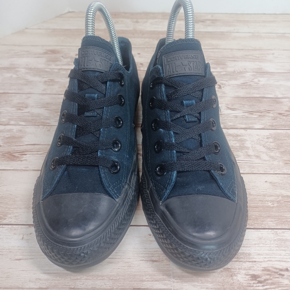 Converse All Stars Low Top Solid Black Sneakers Women's Canvas Shoes Size 6 - Picture 7 of 14